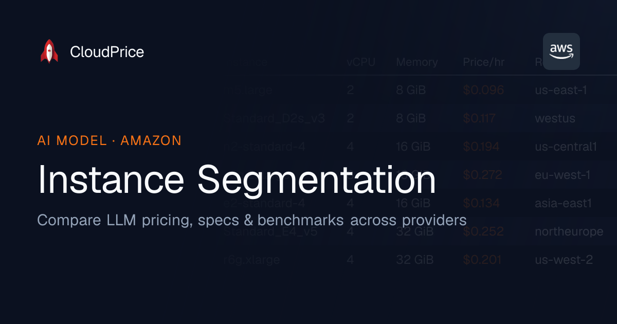 Instance Segmentation pricing & specs — Amazon | CloudPrice