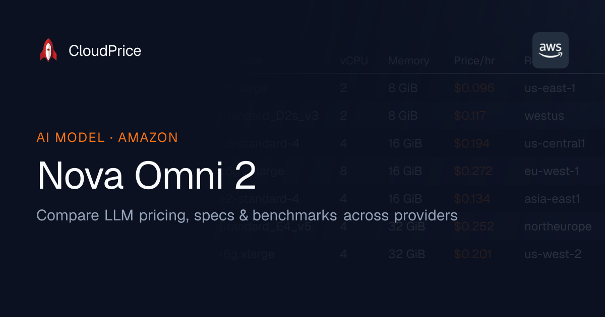Nova Omni 2 pricing & specs — Amazon | CloudPrice