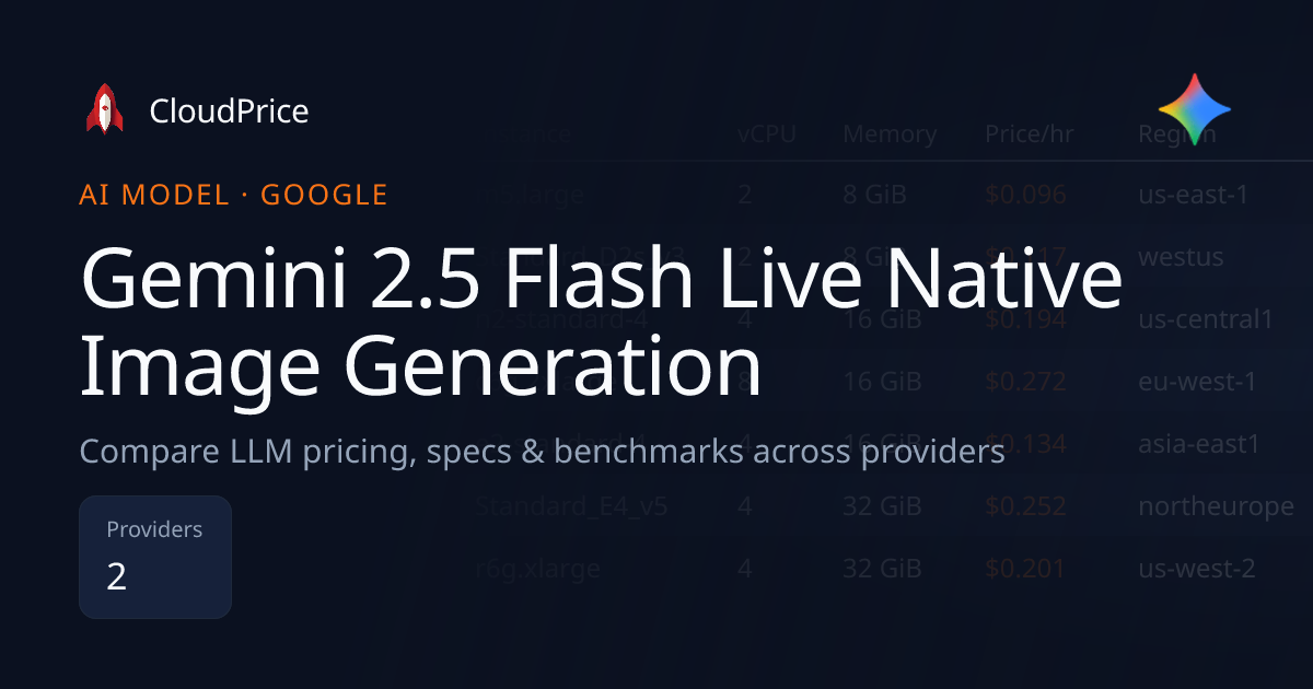 Gemini 2.5 Flash Live Native Image Generation pricing & specs — Google ...